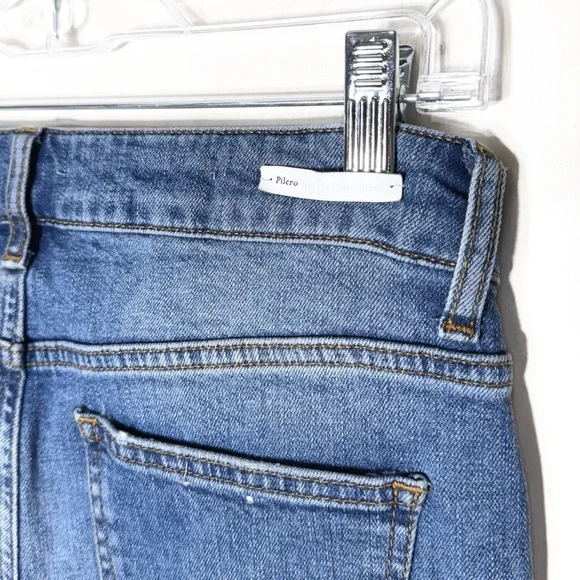 Anthropologie Shimmer Metallic Silver Racer Side Stripe Fringe Hem Cropped Jeans - Picture 11 of 15